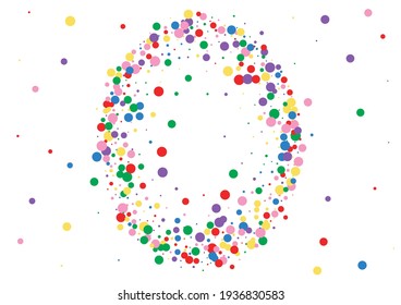 Blue Circle Cartoon Illustration. Dot Fiesta Background. Multicolored Vector Round. Red Fun Confetti Texture.