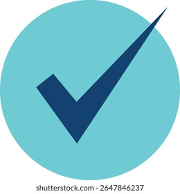 Blauer Kreis mit Häkchen Symbol einzeln auf transparentem Hintergrund