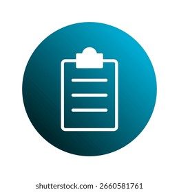 Blue circle with a checklist icon representing tasks completion and efficient organization with document