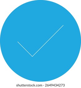 Blue Circle Checkmark Icon, Confirmed Success Tick Symbol