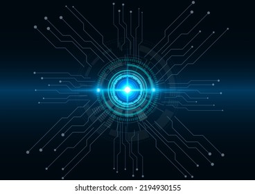 Blue circle and circuit line technology abstract technology innovation concept vector background 