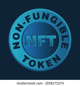 blue circle coin NFT logo badge vector template