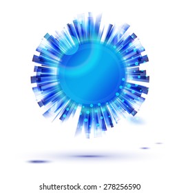 Blue circle creative star form label for business presentation. Abstract vector emblem. Banner for marketing offer. Modern style star symbol.