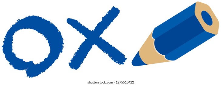 Blue circle & Cross mark