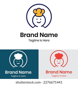 Blue circle and cute little chef logo