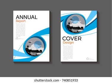 Blue, circle design template for a modern book cover, brochure, annual report, magazine or flyer. Layout is vector A4.