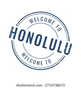 Azul círculo afligido carimbo texto Bem-vindo ao Honolulu Havaí praia férias