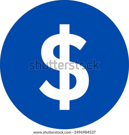 Blue Circle Dollar Icon, Dollar Icon in Circle