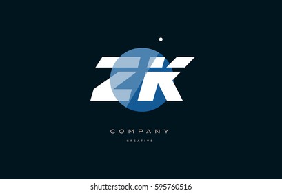blue circle dot big font alphabet company letter logo white design vector icon template zk z k