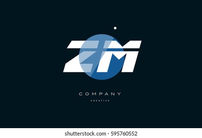 blue circle dot big font alphabet company letter logo white design vector icon template zm z m