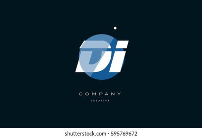 blue circle dot big font alphabet company letter logo white design vector icon template di d i