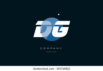 blue circle dot big font alphabet company letter logo white design vector icon template dg d g