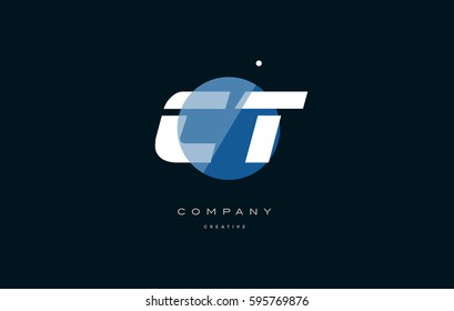 blue circle dot big font alphabet company letter logo white design vector icon template ct c t