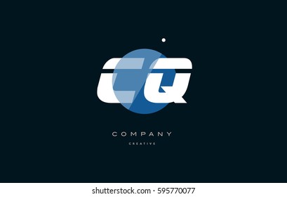 blue circle dot big font alphabet company letter logo white design vector icon template cq c q