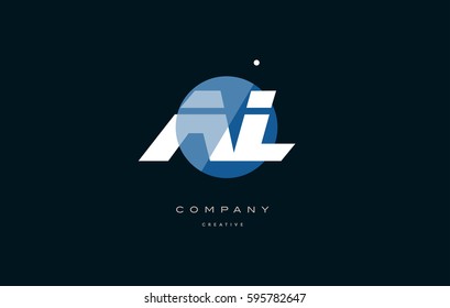 blue circle dot big font alphabet company letter logo white design vector icon template al a l