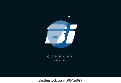 blue circle dot big font alphabet company letter logo white design vector icon template bi b i