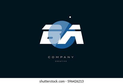 blue circle dot big font alphabet company letter logo white design vector icon template ba b a