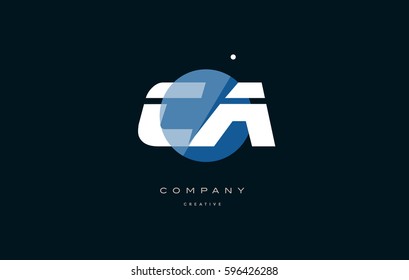 blue circle dot big font alphabet company letter logo white design vector icon template ca c a