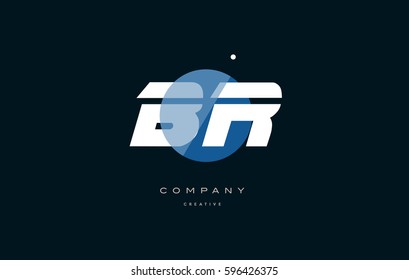 blue circle dot big font alphabet company letter logo white design vector icon template br b r