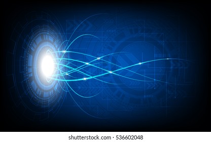 Blue circle with fiber optic abstract technology background. Vector illustration
