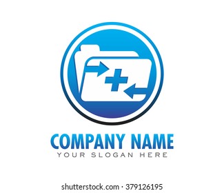 blue circle folder file medical clinic pharmacy image logo icon