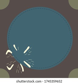 blue circle frame on brown background. minimalism frame with white abstract form