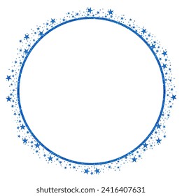Blue Circle Frame with Sparkle Glitter stars 2