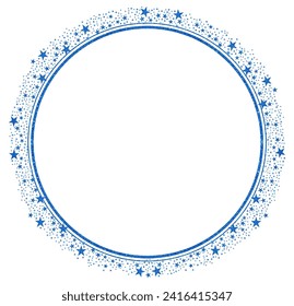 Blue Circle Frame with Blue Sparkle Glitter Stars 5