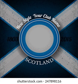 blue circle frame for your label on Scottish flag grunge background.print street