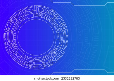Blue circle futuristic interface hud set vector technology design.	