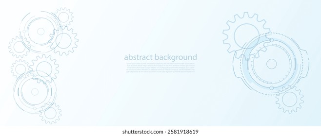 Blue circle and gear curve technology abstract technology innovation engineering concept vector background 