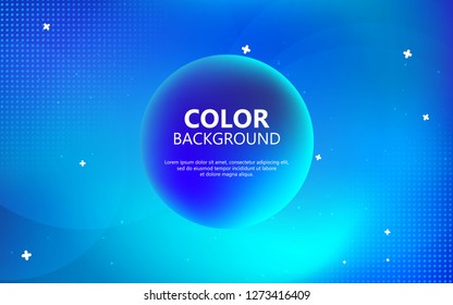 Blue circle geometric background. Trendy fluid gradient shape composition. Futuristic background vector.