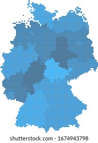 Blue circle Germany map on white background. Vector illustration.