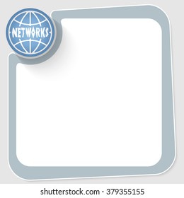 Blue circle with globe and frame for your text