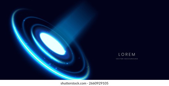 Blue circle glowing on dark blue background with glowing neon lights. Concept technology, gamer. Vector illustration