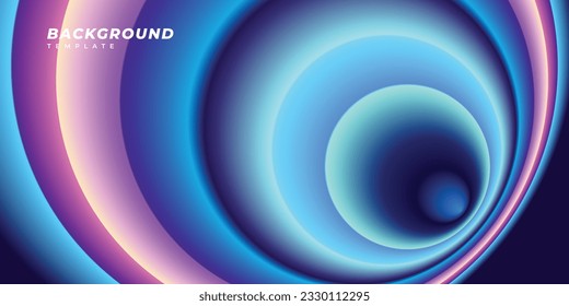 Blue circle gradient background template copy space. Rounded backdrop design for branding, landing page, banner, poster, magazine, cover, brochure, or leaflet.