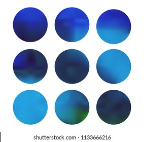 Blue circle gradient set with modern abstract backgrounds. Rainbow fluid covers for calendar, brochure, invitation, cards. Template with round gradient set for screens and mobile app.