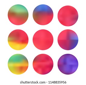 Blue circle gradient set with modern abstract backgrounds. Rainbow fluid covers for calendar, brochure, invitation, cards. Template with round gradient set for screens and mobile app.