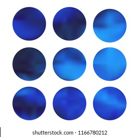 Blue circle gradient set with modern abstract backgrounds. Rainbow fluid covers for calendar, brochure, invitation, cards. Template with round gradient set for screens and mobile app.