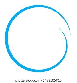 Blue circle hand drawing. Pen drawing blue circle. Handwritten circle markers and highlighter.