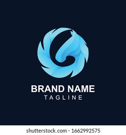 Blue Circle Horse Logo Design Template