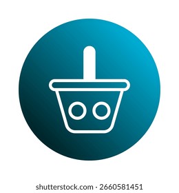 Ícone de círculo azul com uma cesta de compras representando negócios de varejo e comércio on-line comprando mercadorias e compras