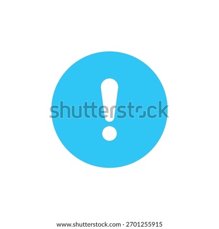 A blue circle icon with a white exclamation mark. Signifies warnings, alerts, errors, or crucial information for digital interfaces.