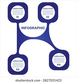 Blue Circle Infographic with Four Connected Sections for Business Process Information