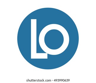 blue circle initial typography LO alphabet typeset typeface font image vector icon