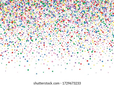 Blue Circle Isolated Illustration. Dot Burst Background. Yellow Wedding Confetti. Multicolored Fall Round Texture.