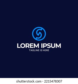 Letra azul de círculo diseño del logotipo S en monograma.