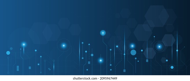 Blue circle and line technology abstract technology innovation concept vector background and glowing light 