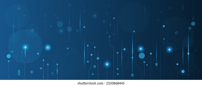 Blue circle and line technology abstract technology innovation concept vector background and glowing light 