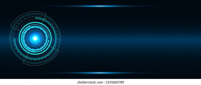 Blue circle and line technology abstract technology innovation concept vector background and glowing light 